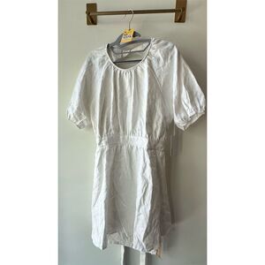 Reformation White Midi Dress with Short Puff Sleeves